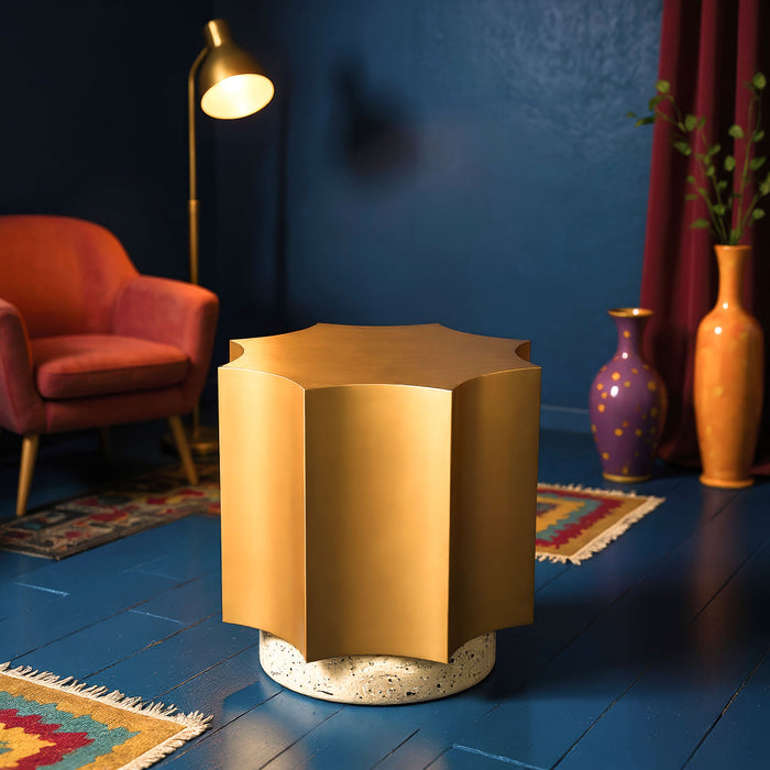 Osam Side Table Gold & Beige