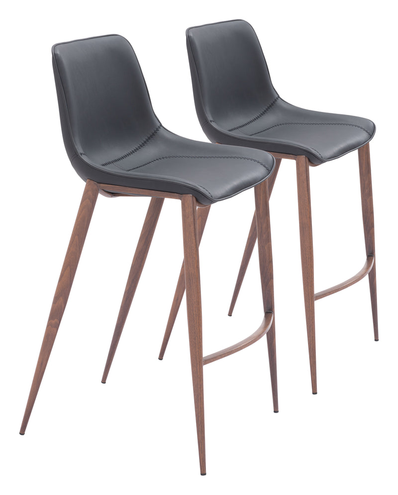 Magnus Barstool (Set of 2) Black & Walnut