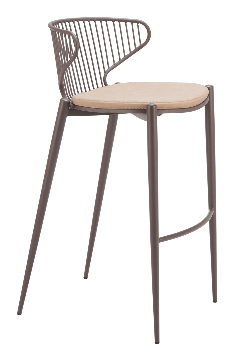 Silues Barstool (Set of 2) Taupe & Brown