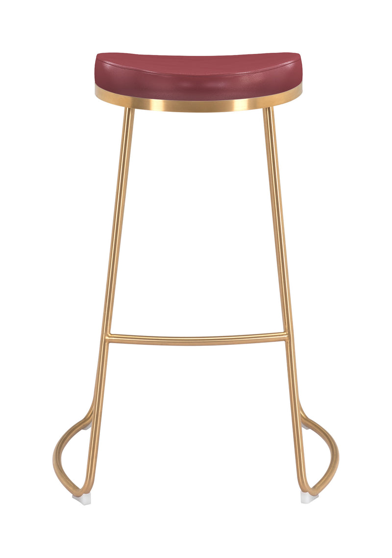 Bree Barstool (Set of 2) Burgundy & Gold