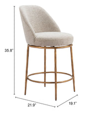 Nordhavn Swivel Counter Stool Beige & Gold