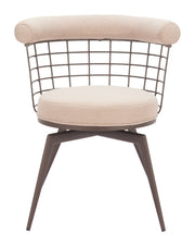 Saku Swivel Dining Chair Beige & Brown