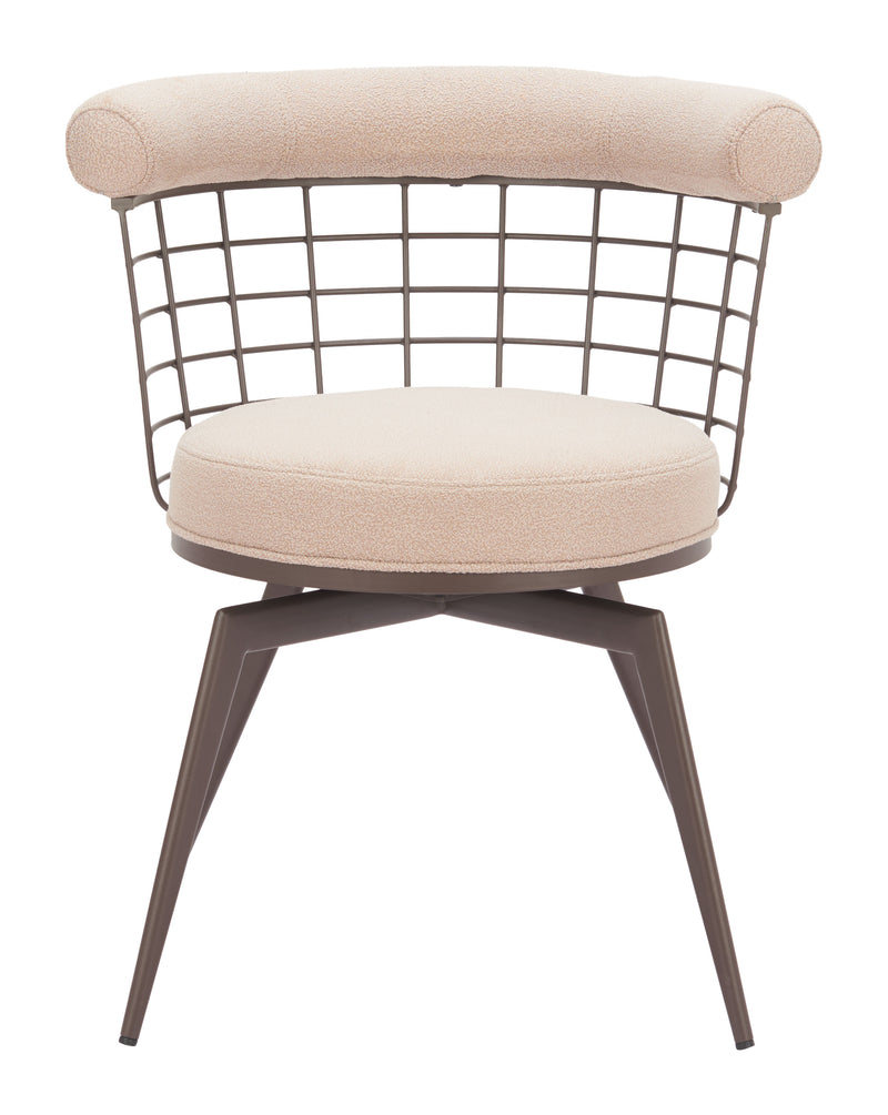 Saku Swivel Dining Chair Beige & Brown