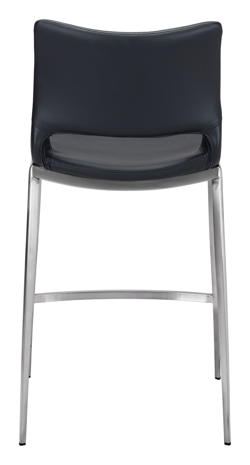 Ace Counter Stool (Set of 2) Black & Silver