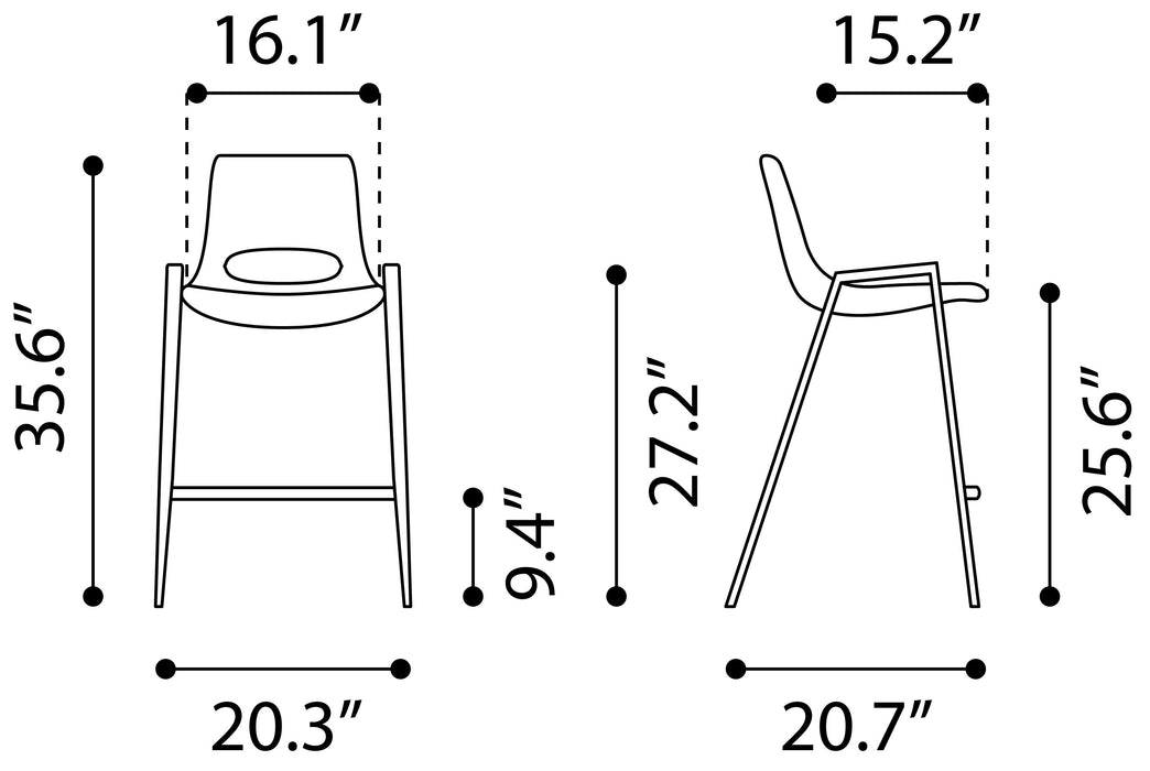 Desi Counter Stool (Set of 2) Brown & Walnut