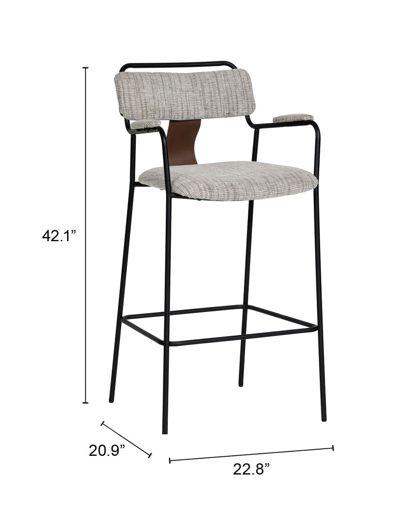 Couva Barstool (Set of 2) Gray Tweed
