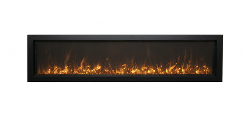 Extra Slim Indoor Only Electric Fireplace with Black Steel Surround