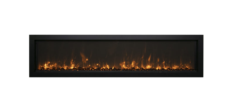 Extra Slim Indoor Only Electric Fireplace with Black Steel Surround
