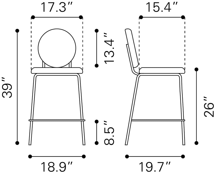 Odessa Counter Stool (Set of 2) Green & Gold