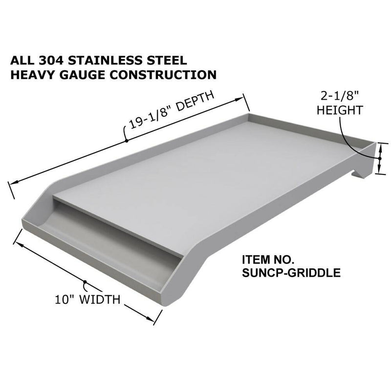 Sunstone 10" Wide Griddle with Oil Reservoir (Works with Ruby Series Grills, SUN13CPRO & SUNCHSZ30IR)