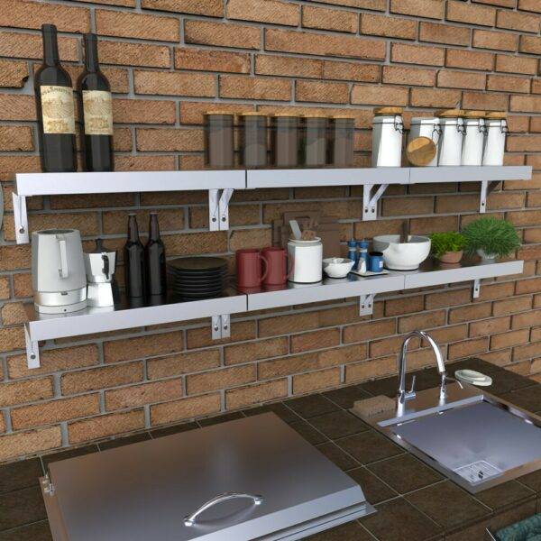 304 Stainless Steel Sturdy Wall Shelf 22-1/2"W x 1-3/8"H x 8"D
