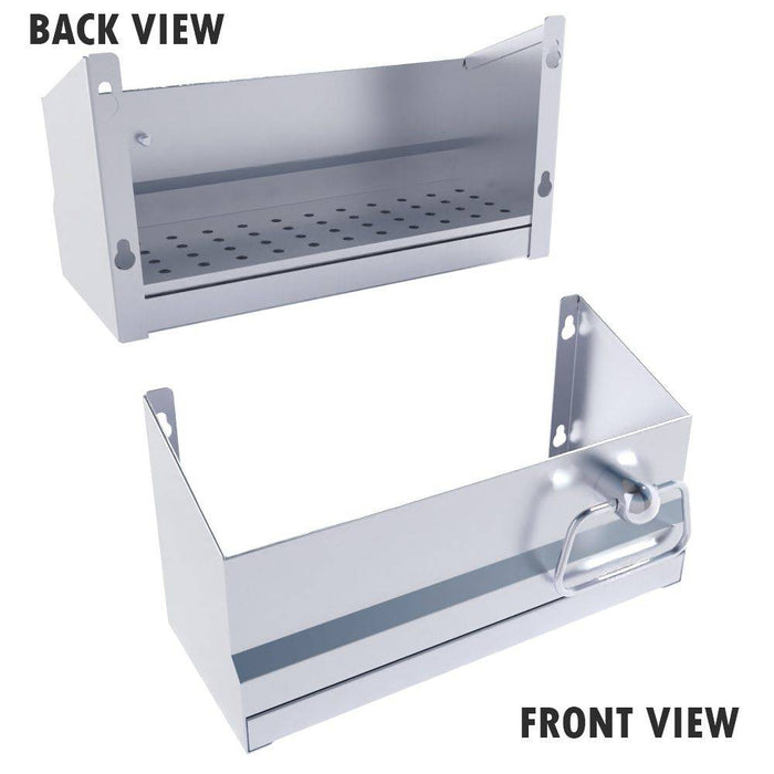 304 Stainless Steel 13-1/2" Bar Caddy Speed Rail w/Drip Pan & Towel Holder