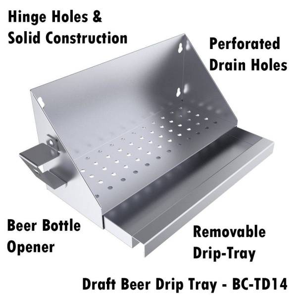 304 Stainless Steel 13-1/2" Draft Drip Tray w/Drip Pan & Bottle Opener