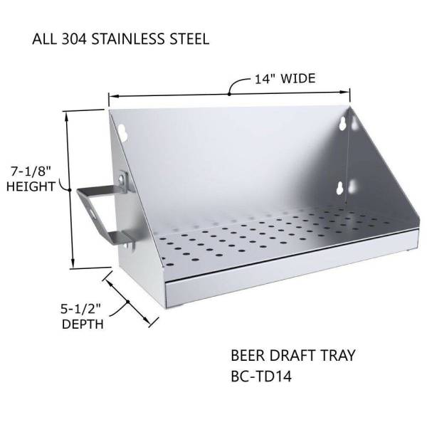 304 Stainless Steel 13-1/2" Draft Drip Tray w/Drip Pan & Bottle Opener