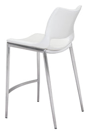 Ace Counter Stool (Set of 2) White & Silver