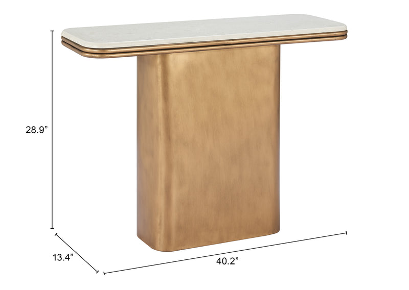 Cher Console Table White & Brass