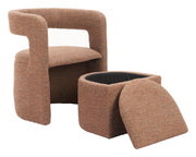 Atria Accent Chair & Ottoman Tawny Brown