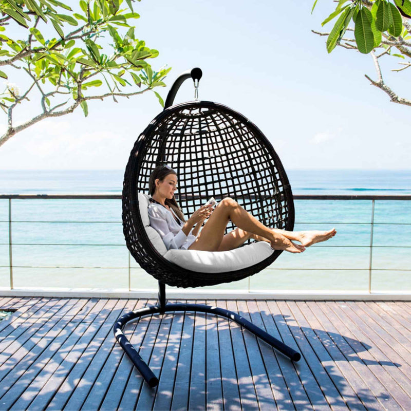 Dynasty Hanging Chair with Frame and Sunbrella Cushion