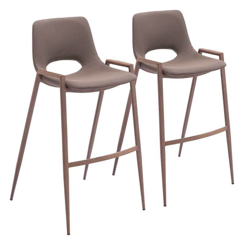 Desi Barstool (Set of 2) Brown & Walnut