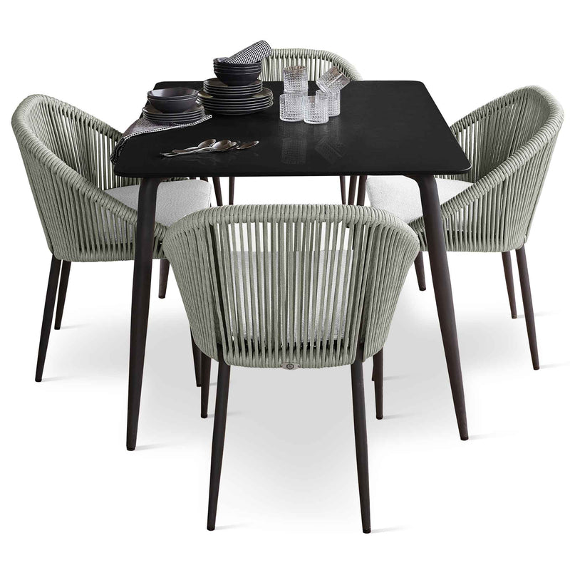 Rodona 5-Piece Square Dining Set with Sunbrella Cushions
