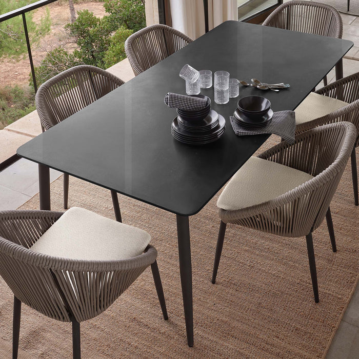 Rodona Rectangular Dining Table with Glass