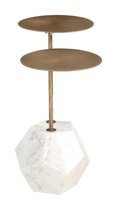 Anten Side Table Brass & White