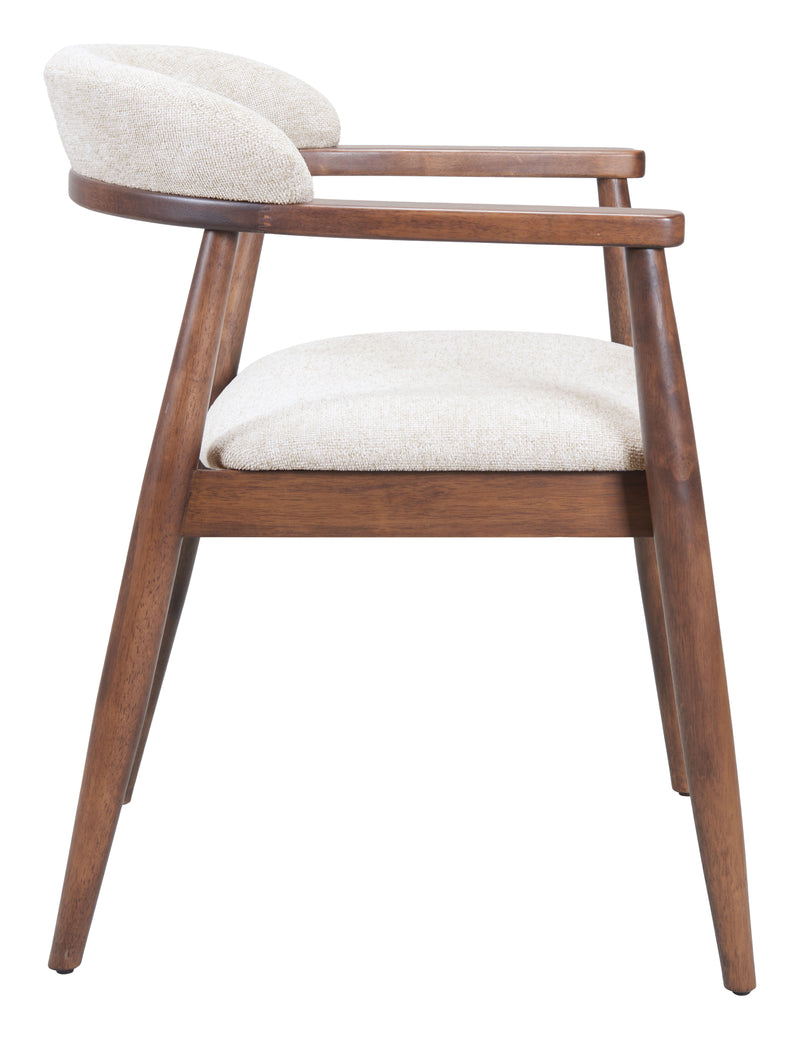 Goka Dining Chair Beige & Walnut