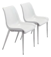 Magnus Dining Chair (Set of 2) White & Silver