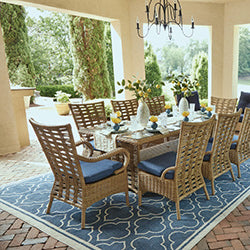 Magnolia 84" Rectangular Umbrella Dining Table in Sandcastle Finish