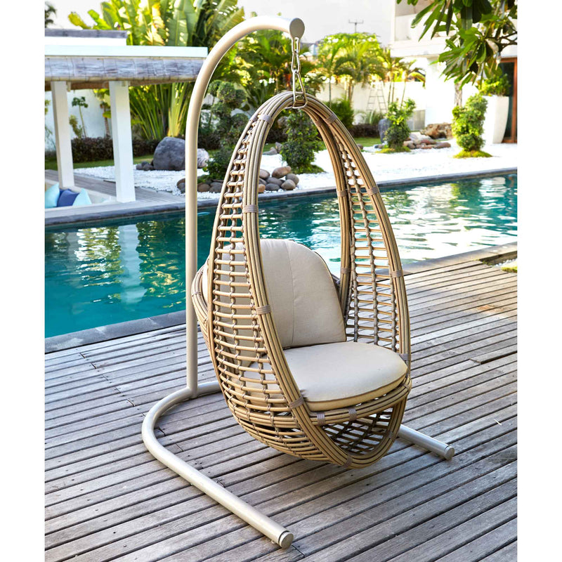 Heri Hanging Chair with Frame and Sunbrella Cushions