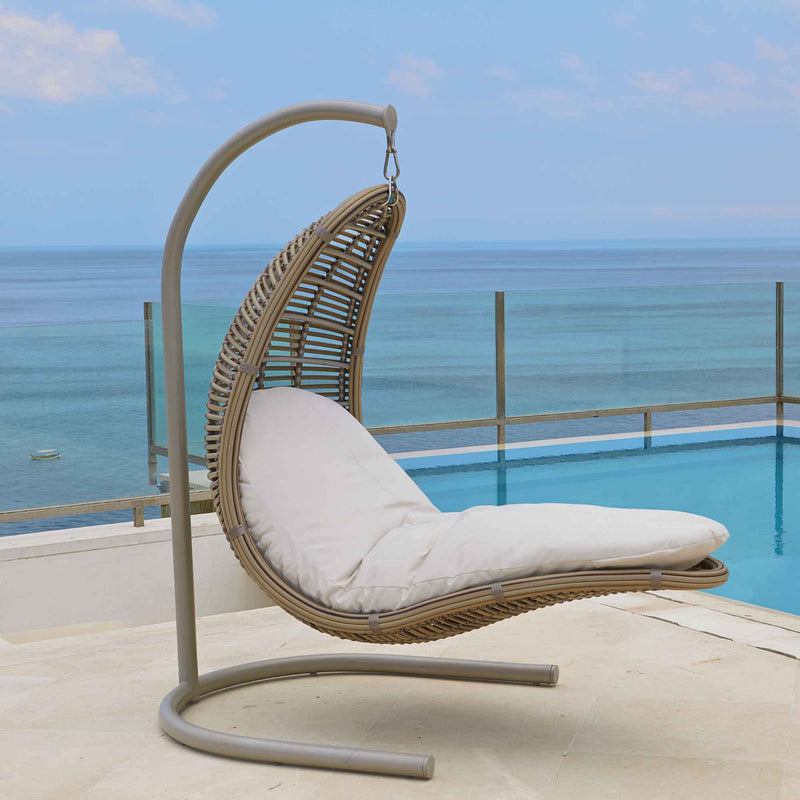 Drone Hanging Chair with Frame and Sunbrella Cushions