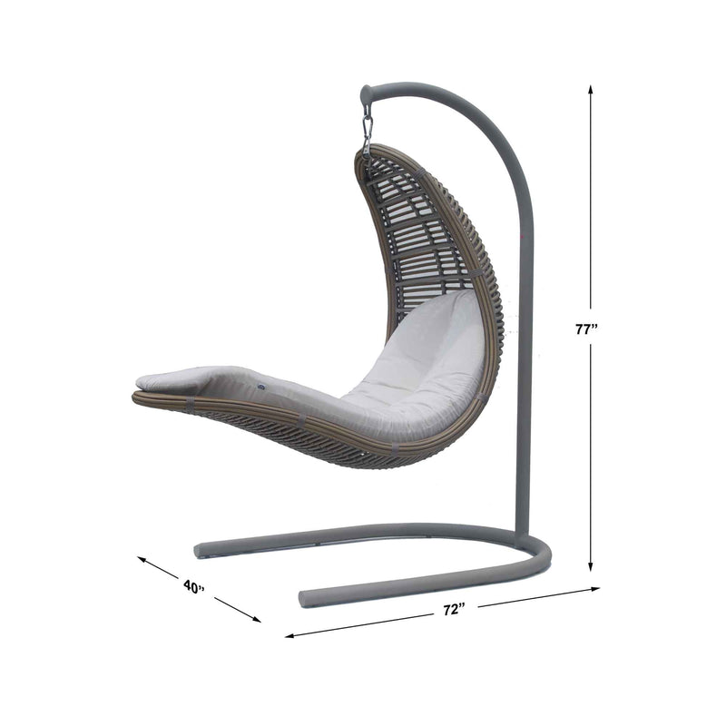 Drone Hanging Chair with Frame and Sunbrella Cushions