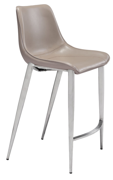 Magnus Counter Stool (Set of 2) Brown & Silver