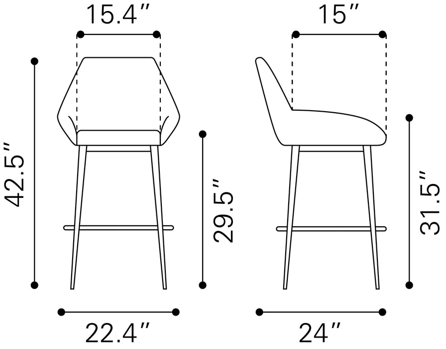 Vila Barstool (Set of 2) Gray