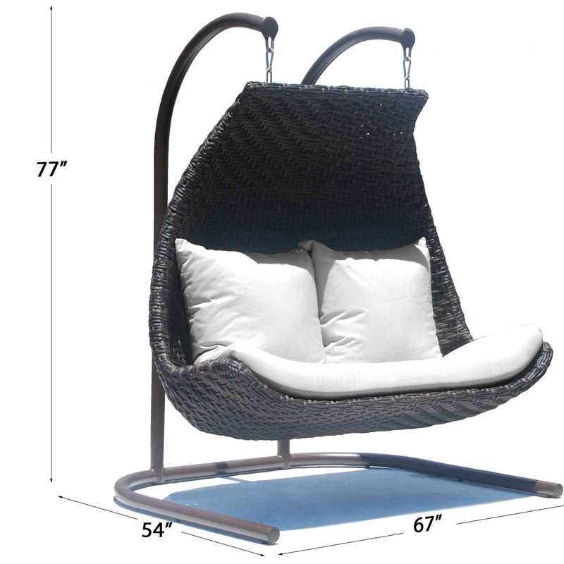 Celeste Double Hanging Chair with Frame and Sunbrella Cushions