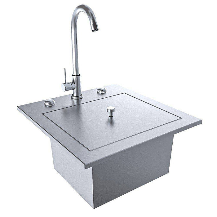 15" Texan Series Over/Under Bar Sink w/Cold Water Faucet & Basin Cover
