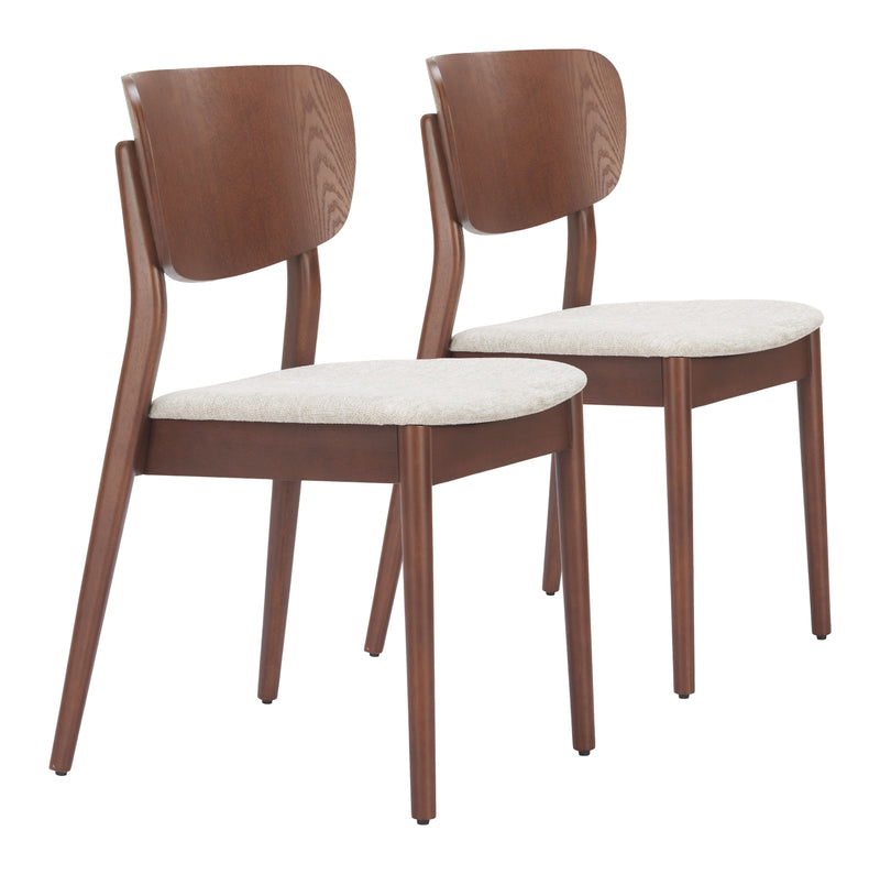 Kellua Dining Chair (Set of 2) Beige & Walnut