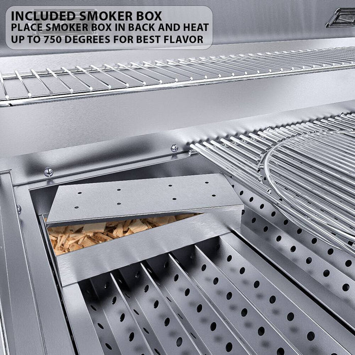 Ruby 36" 4 Burner Pro-Sear w/LED Lights, High Heat Searing Grate