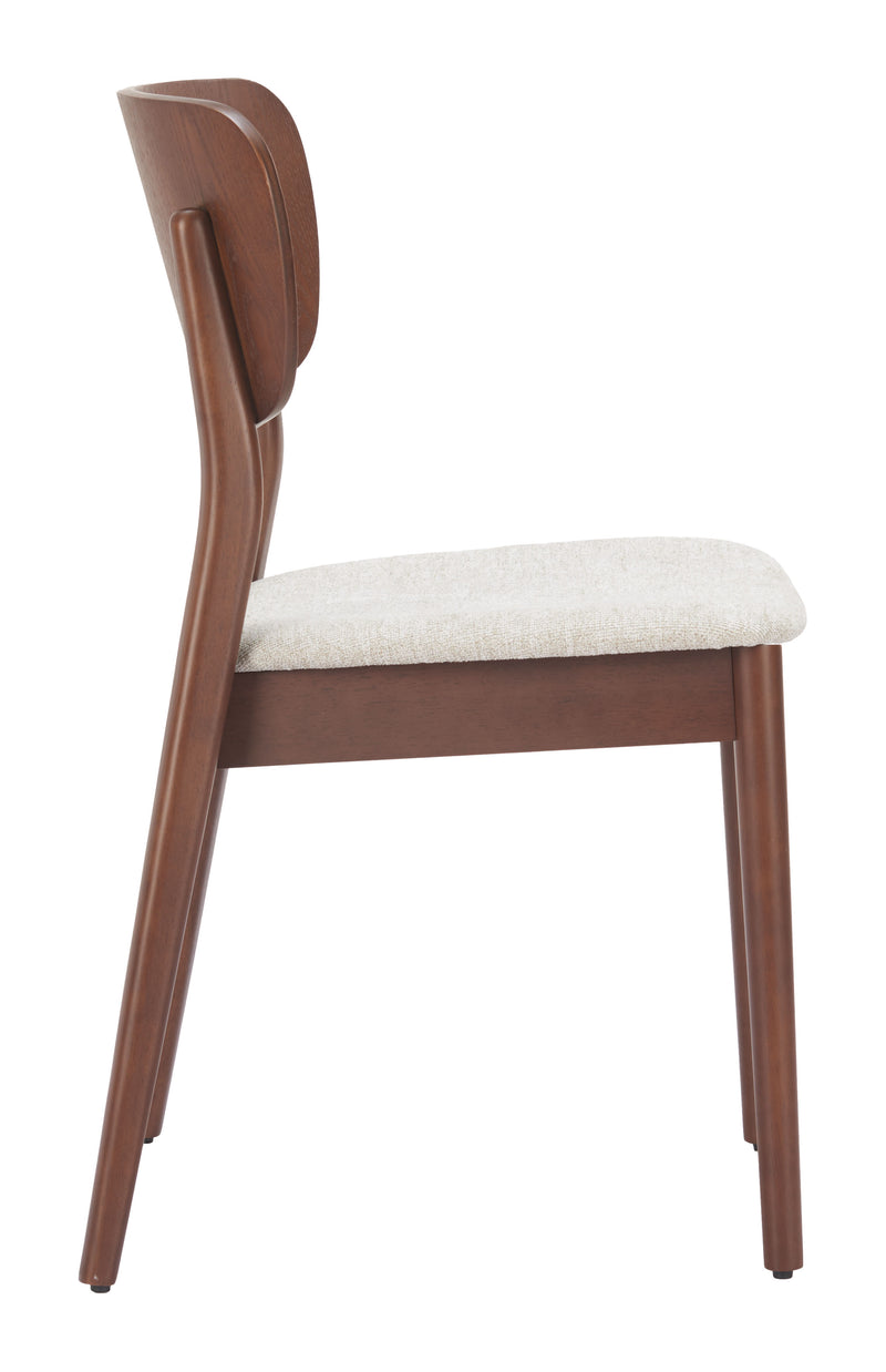 Kellua Dining Chair (Set of 2) Beige & Walnut