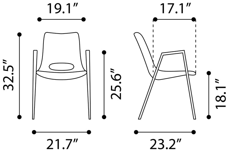 Desi Dining Chair (Set of 2) Beige & Gold