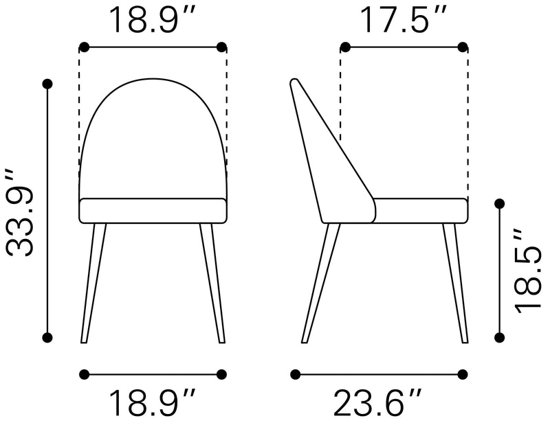 Silloth Armless Dining Chair (Set of 2) Gray