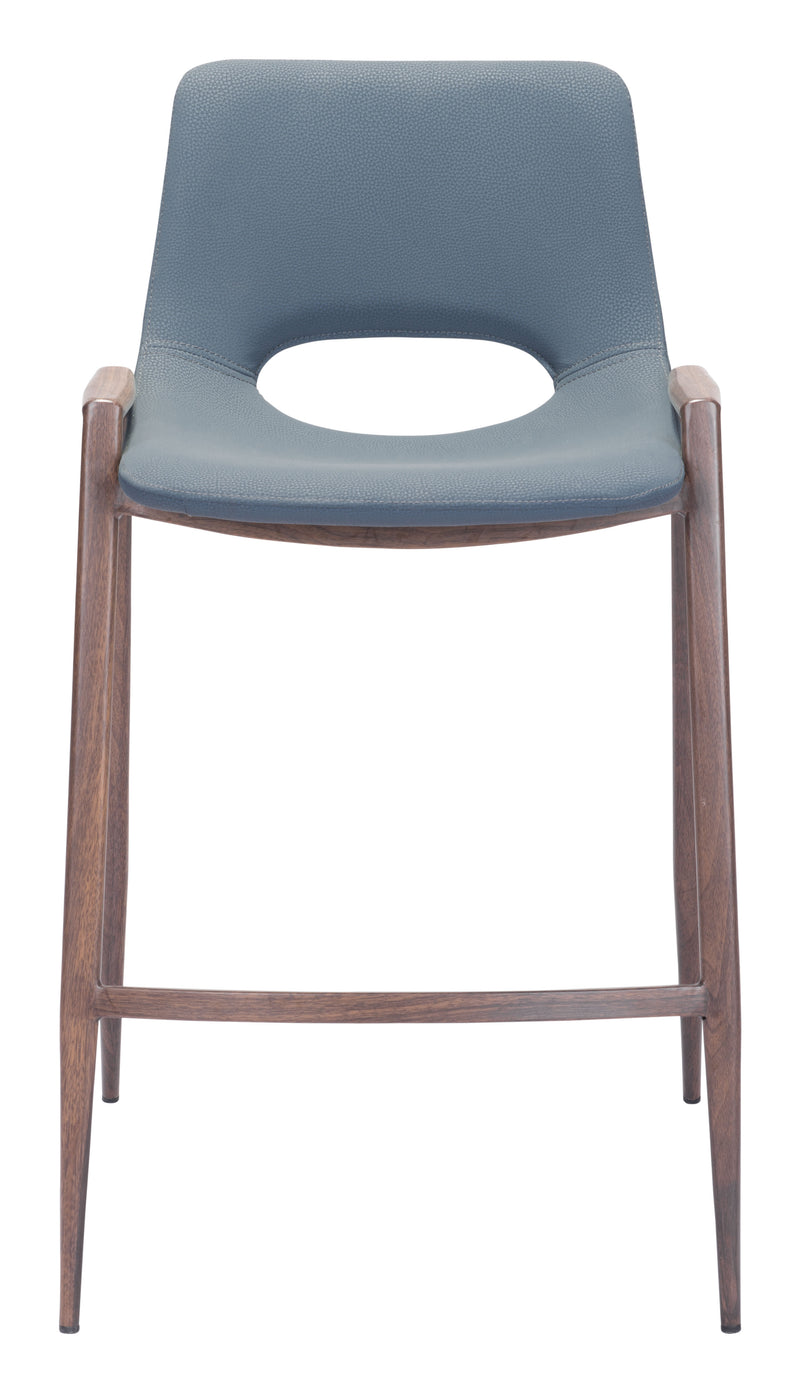 Desi Counter Stool (Set of 2) Azure Gray & Walnut