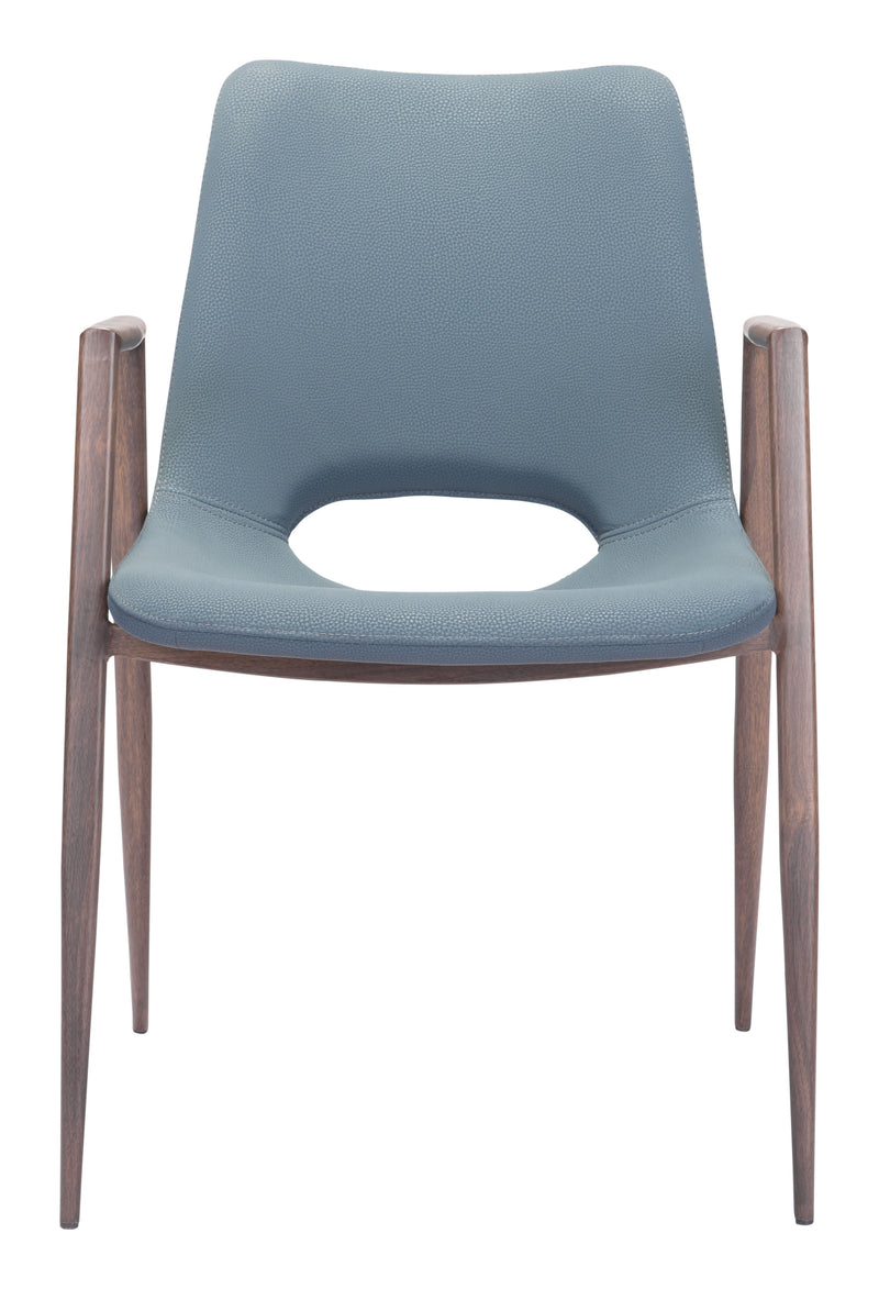 Desi Dining Chair (Set of 2) Azure Gray & Walnut
