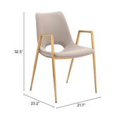 Desi Dining Chair (Set of 2) Beige & Gold