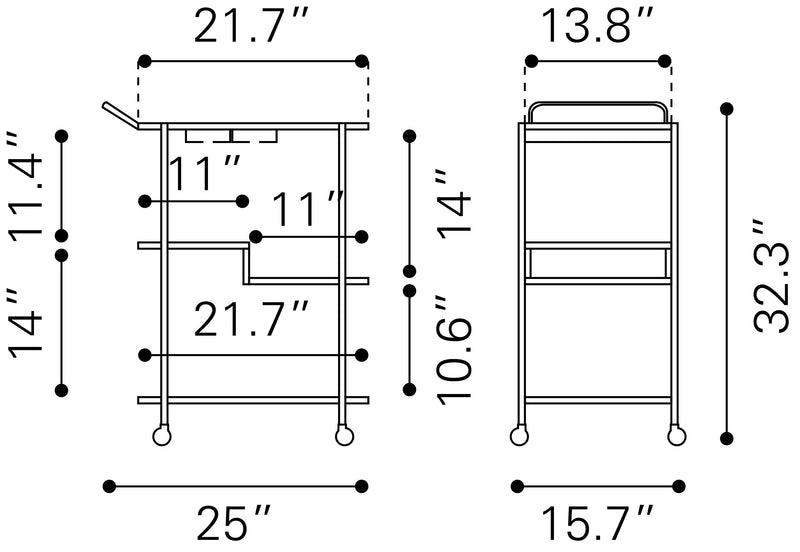 Constanza Bar Cart Black