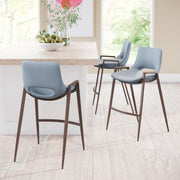 Desi Counter Stool (Set of 2) Azure Gray & Walnut