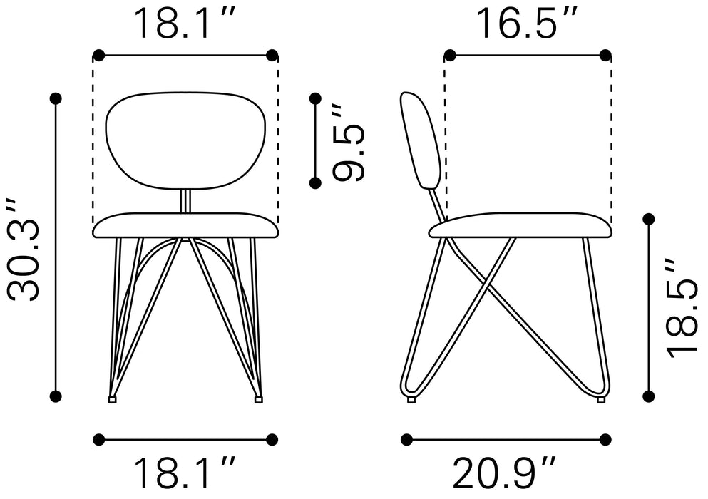 Novi Dining Chair (Set of 2) Maroon Brown