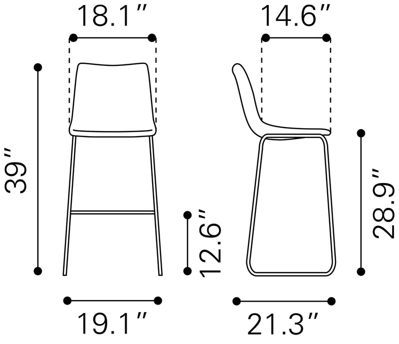 Smart Barstool (Set of 2) Vintage Espresso