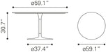 Metropolis Dining Table (60") Gray & Silver