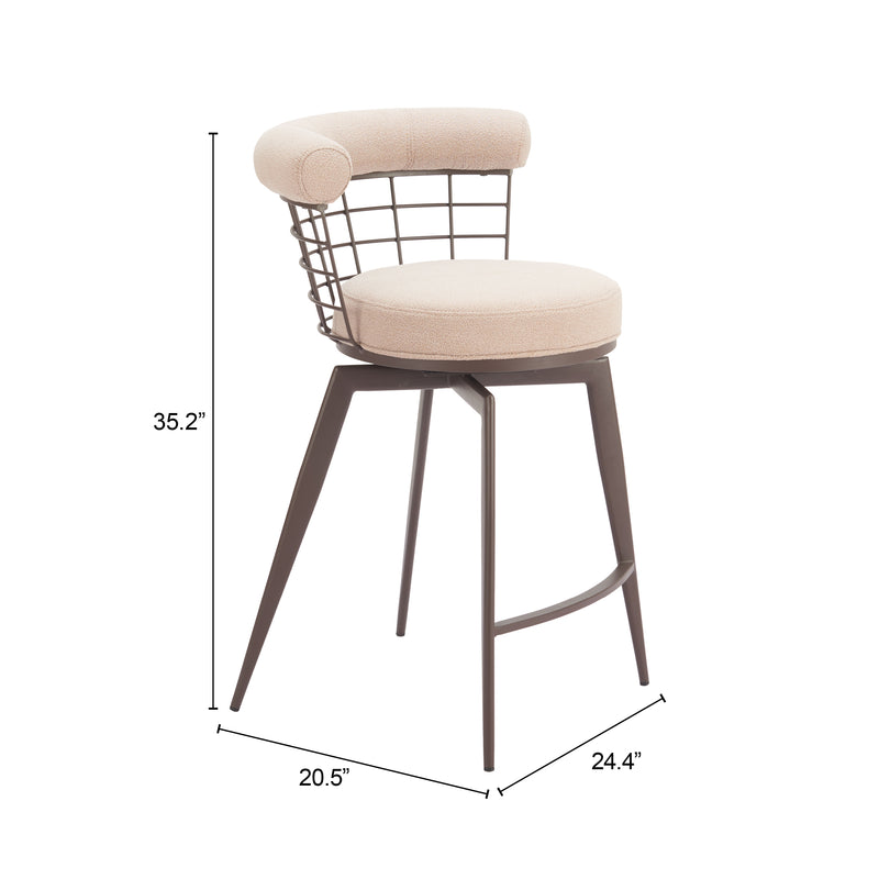 Saku Swivel Counter Stool Beige & Brown